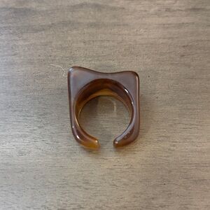 Brown Marbled Acrylic Ring - Size 6.75